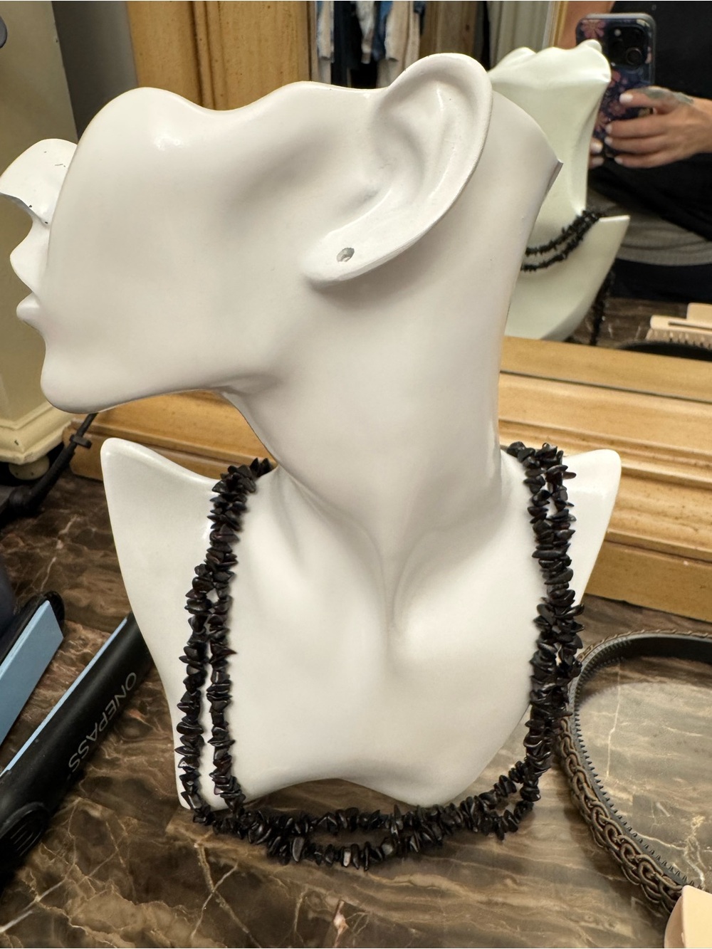 Handcrafted Dark Brown Chip Bead Necklace - Women Jewelry